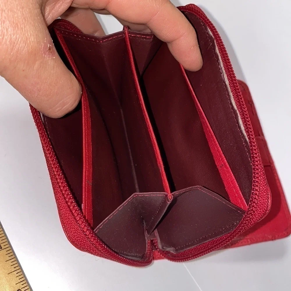 Christian Garets Paris Red Bifold Zip Snap Wallet